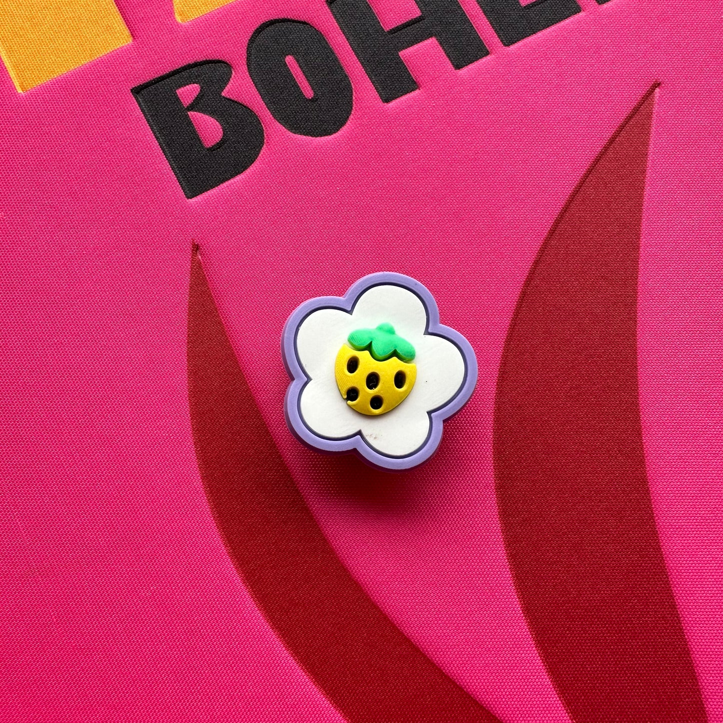 Yellow Strawberry Purple Flower Croc Charm