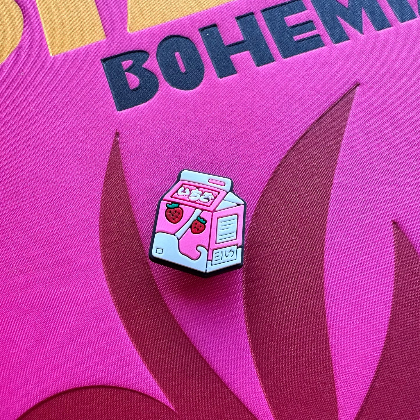 Pink Strawberry Milk Croc Charm