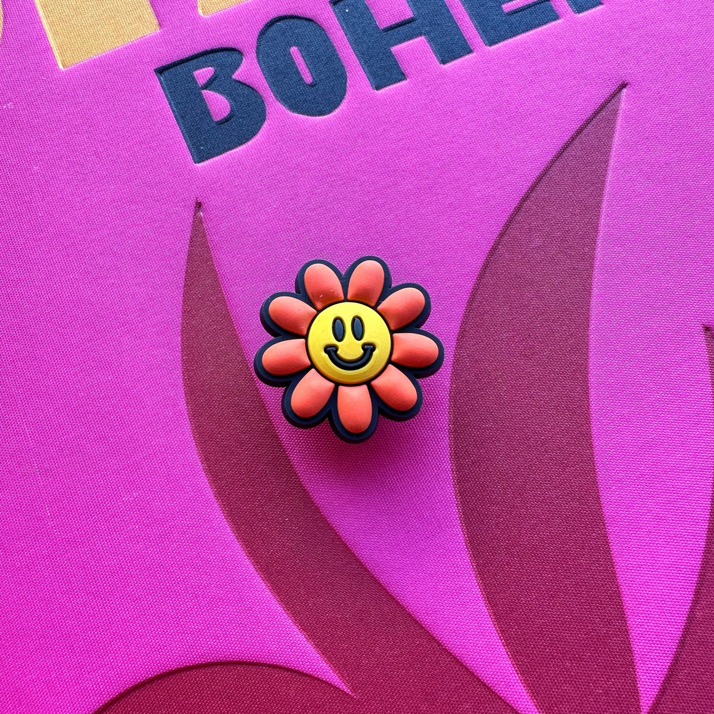 Yellow and Orange Smiley Flower Croc Charm