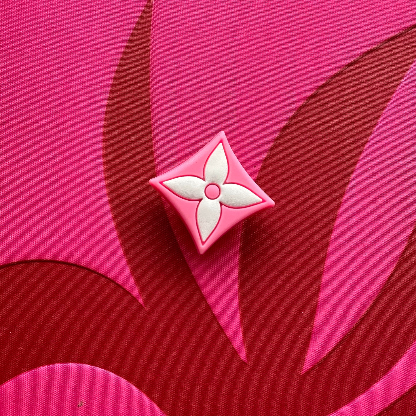Pink LV Diamond Flower Croc Charm