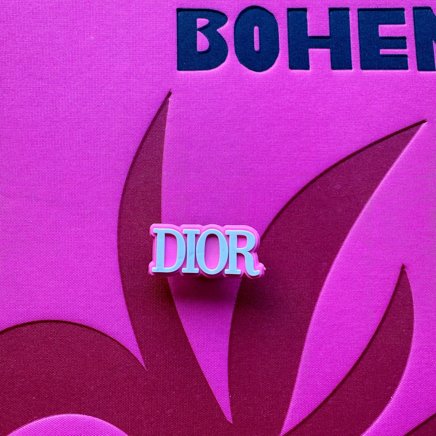 Pink And White Dior Logo Croc Charm