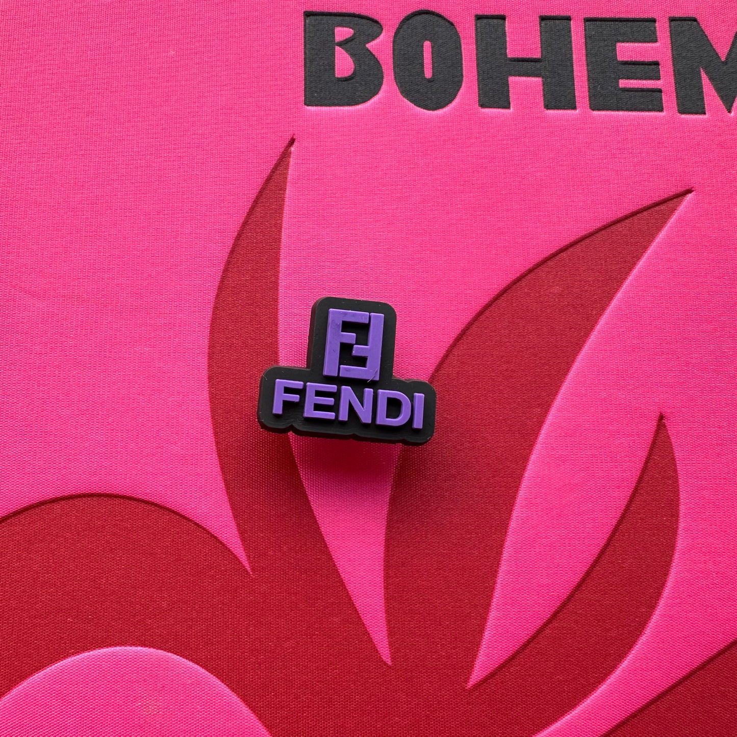 Purple Fendi Logo Croc Charm