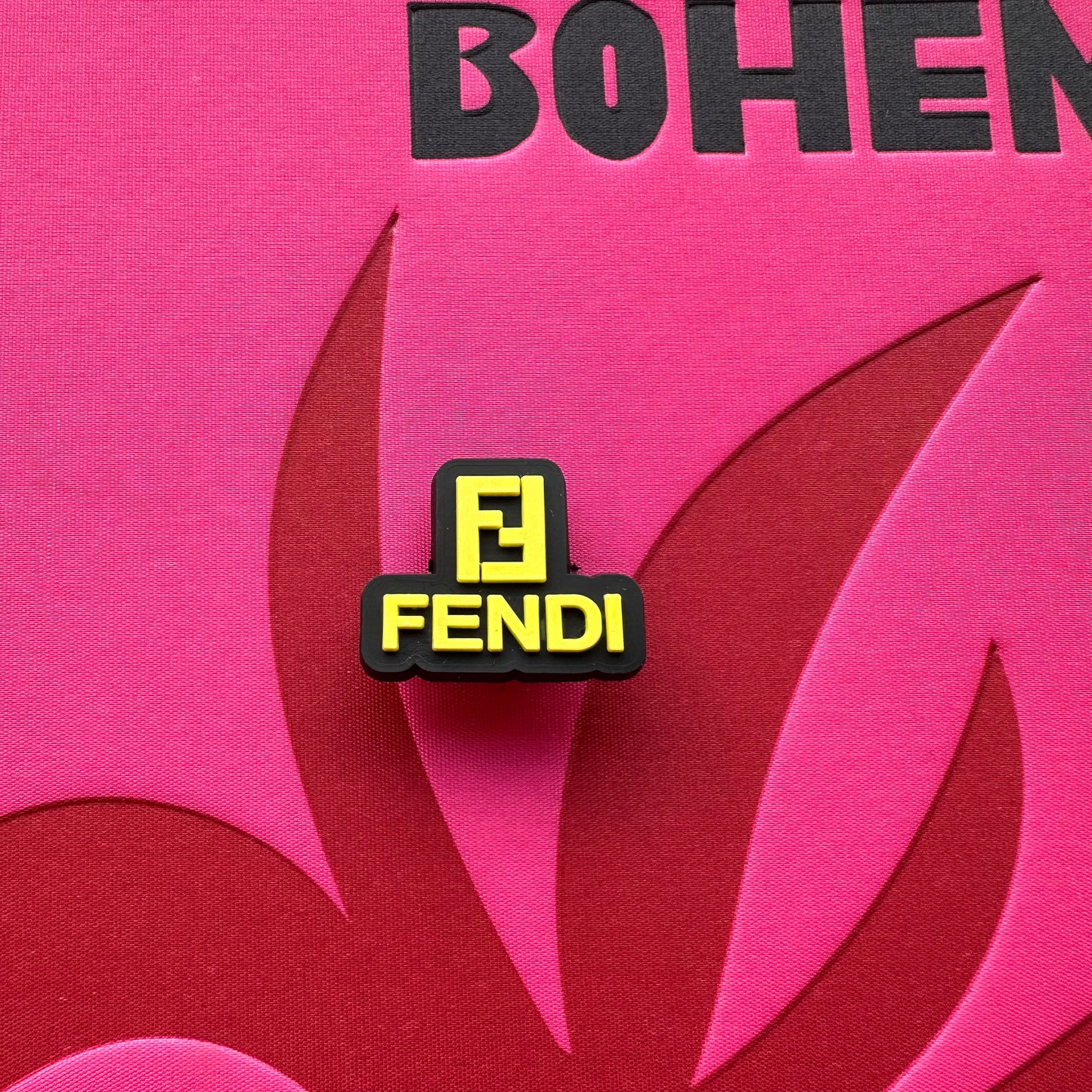Yellow Fendi Logo Croc Charm
