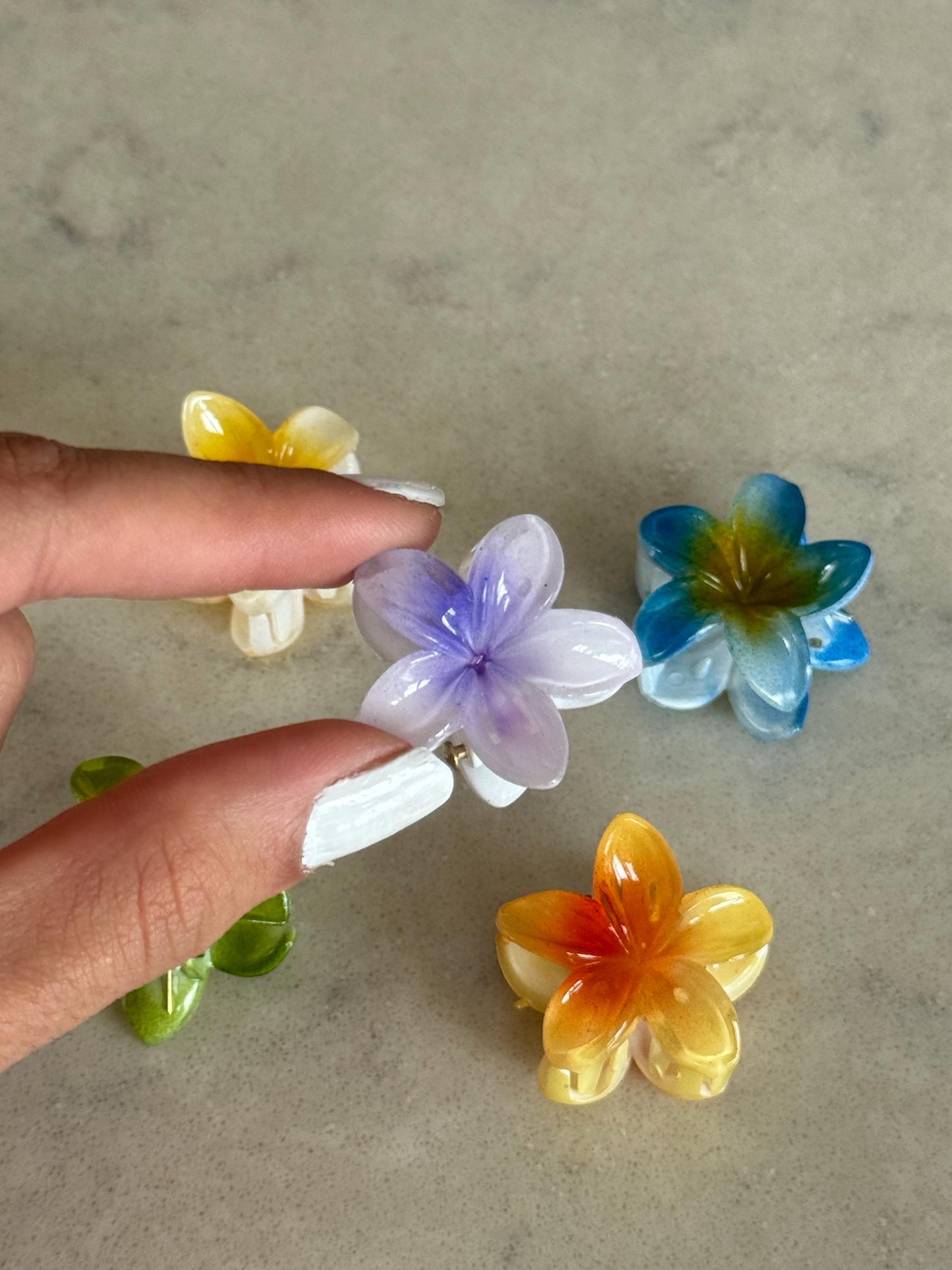 Mini Pastel Hibiscus Claw Hair Clips