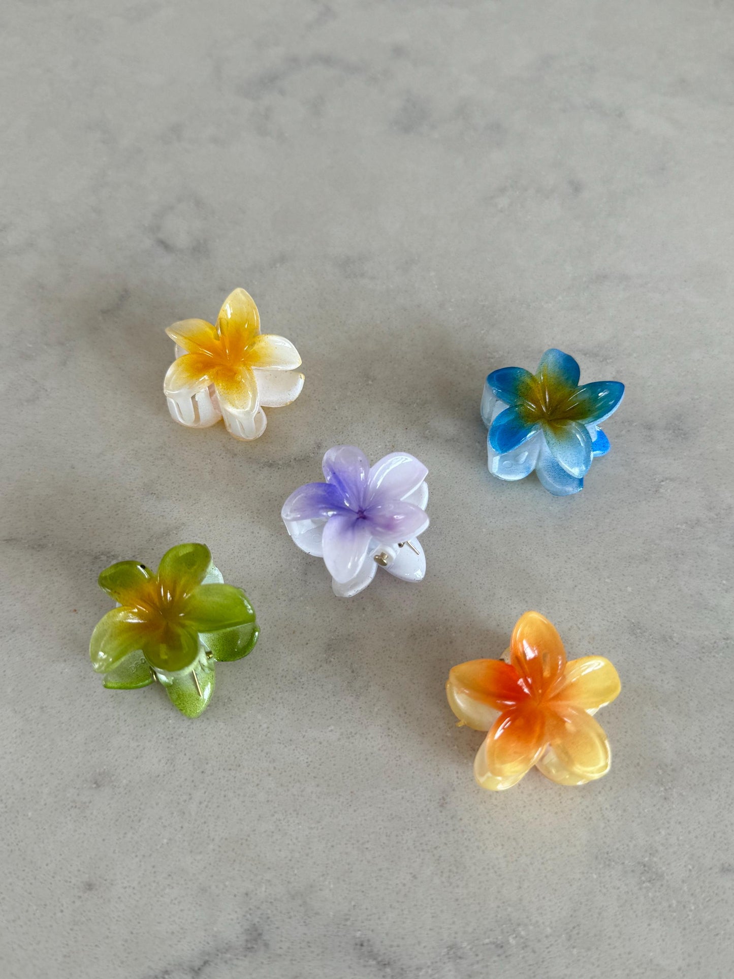 Mini Pastel Hibiscus Claw Hair Clips