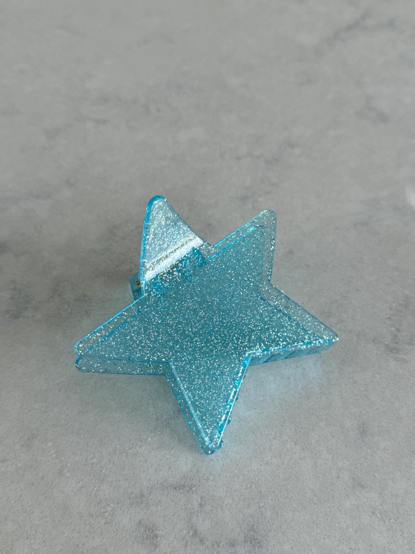 Blue Glitter Star Claw Hair Clips