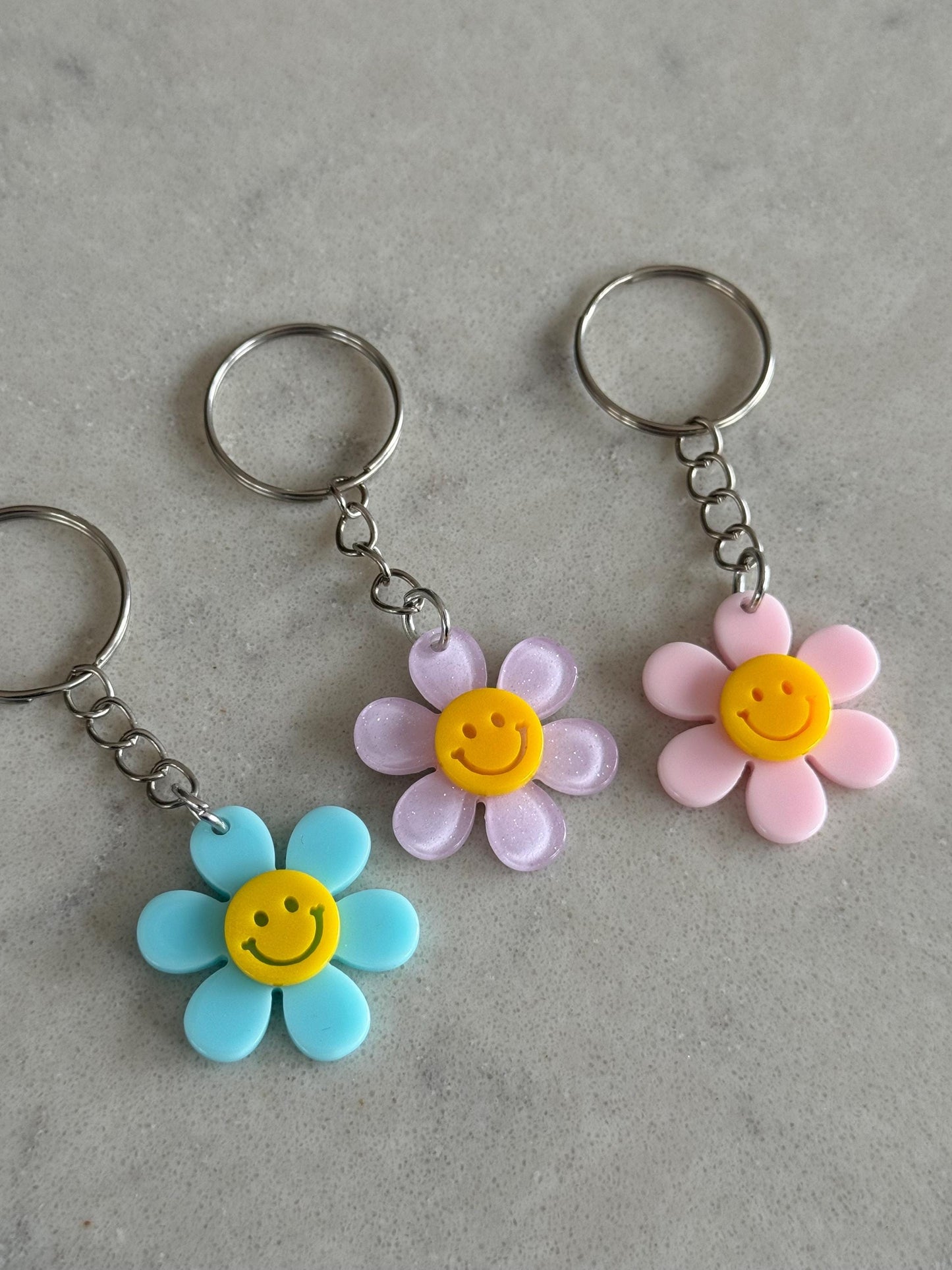 Smiley Flower Face Keyring/Keychain