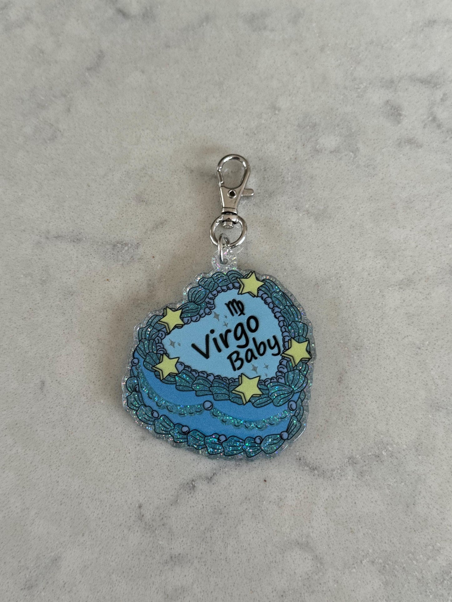 Star Sign Cake shaped Resin Keychain
