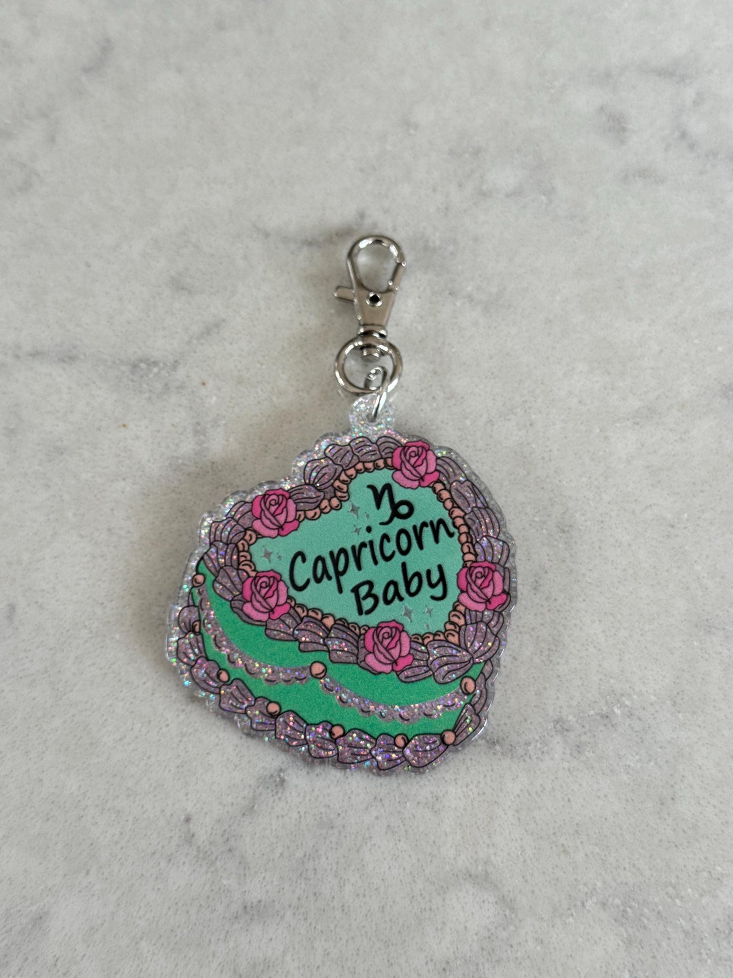 Star Sign Cake shaped Resin Keychain