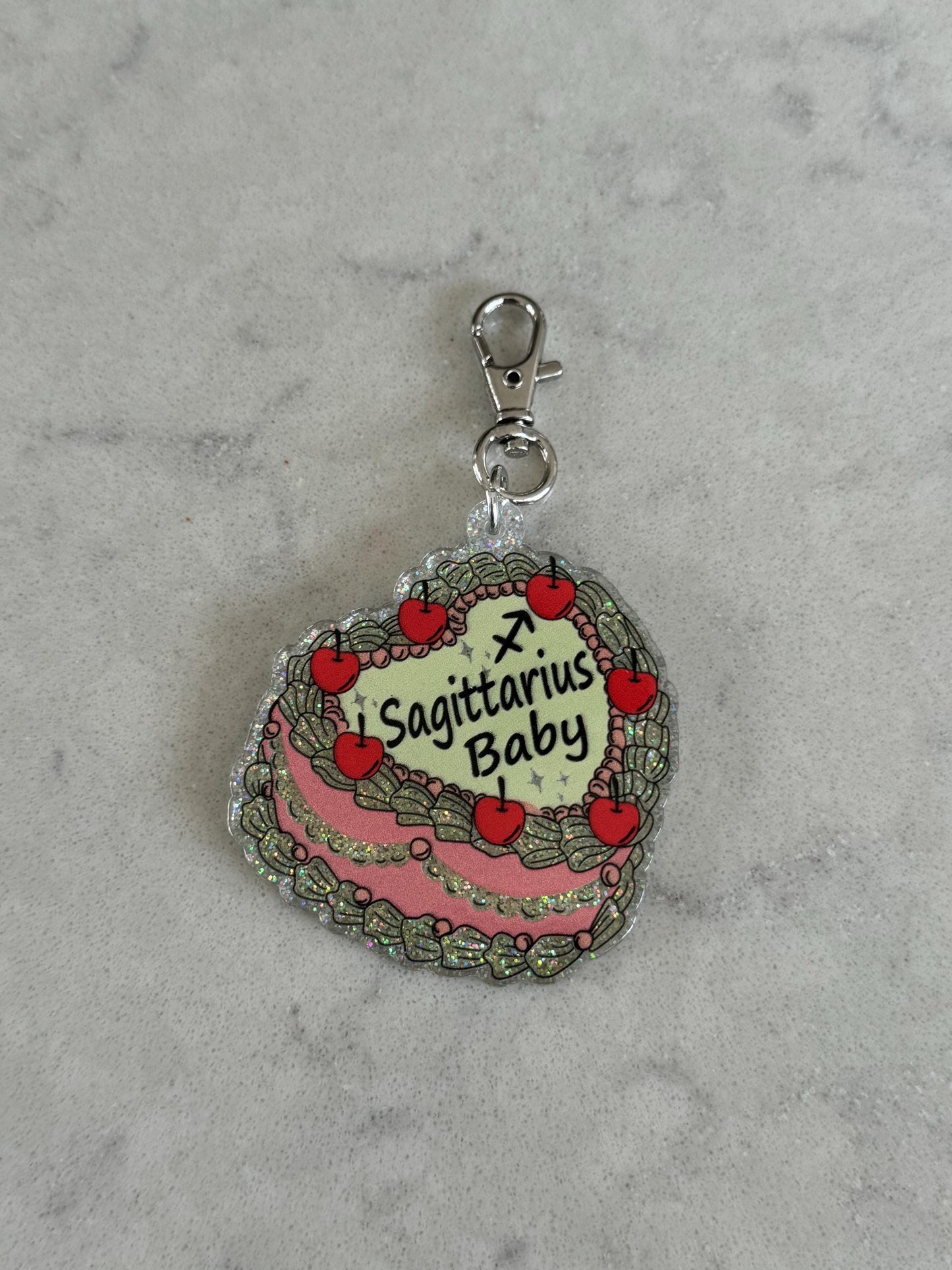 Star Sign Cake shaped Resin Keychain