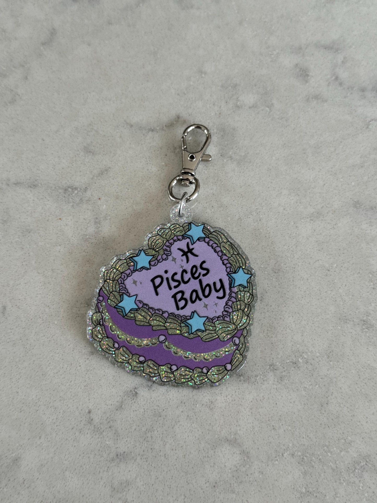 Star Sign Cake shaped Resin Keychain