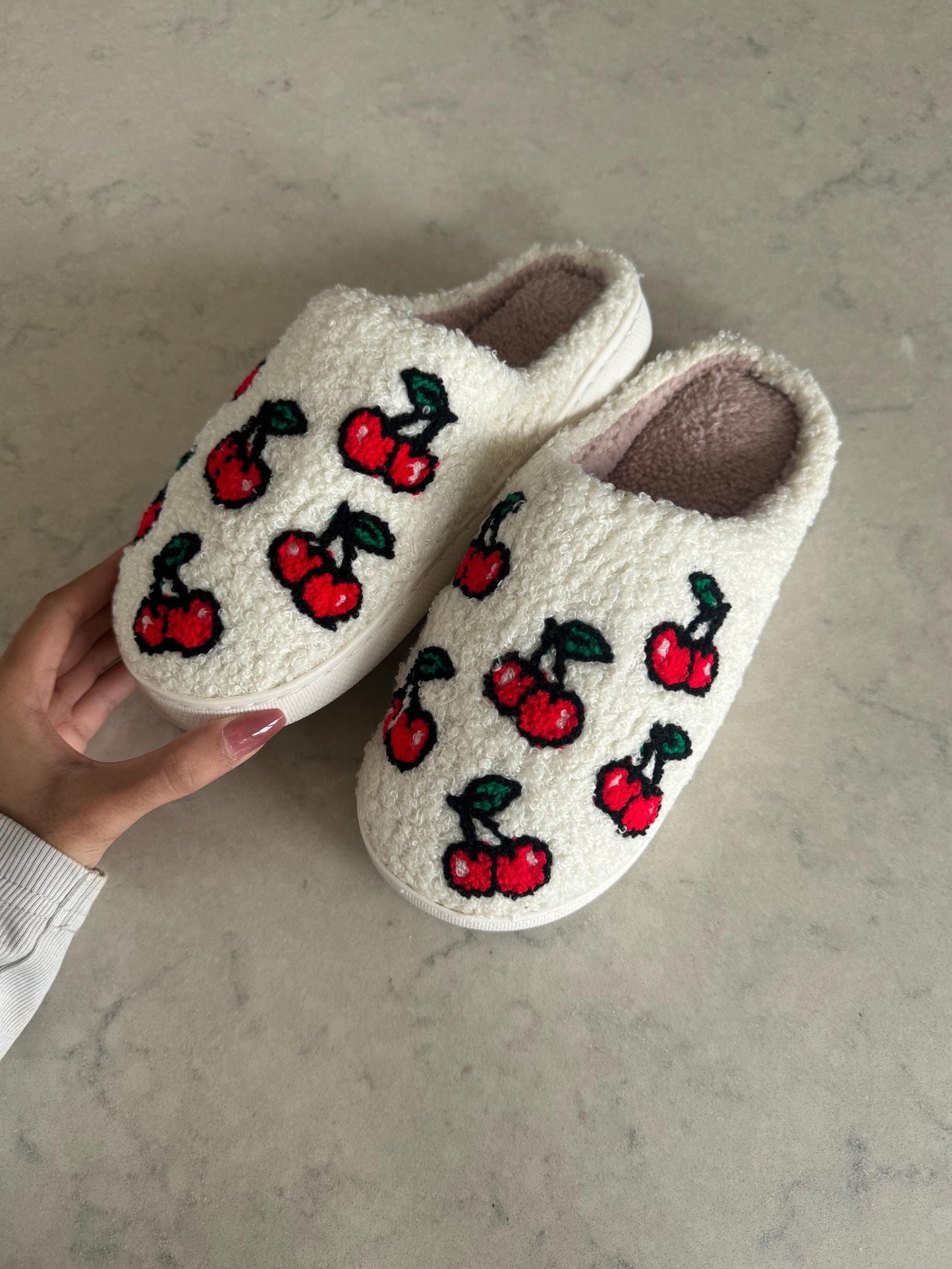 Red Cherry Plush Lounge Slippers