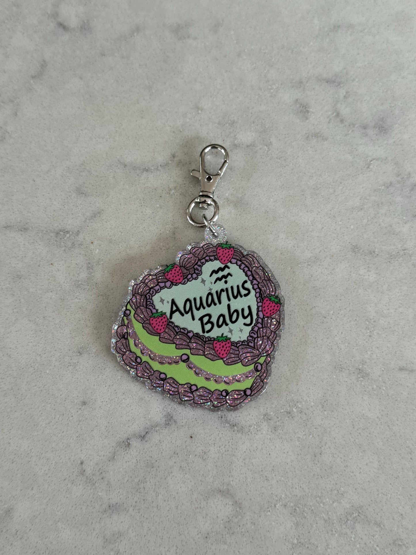 Star Sign Cake shaped Resin Keychain
