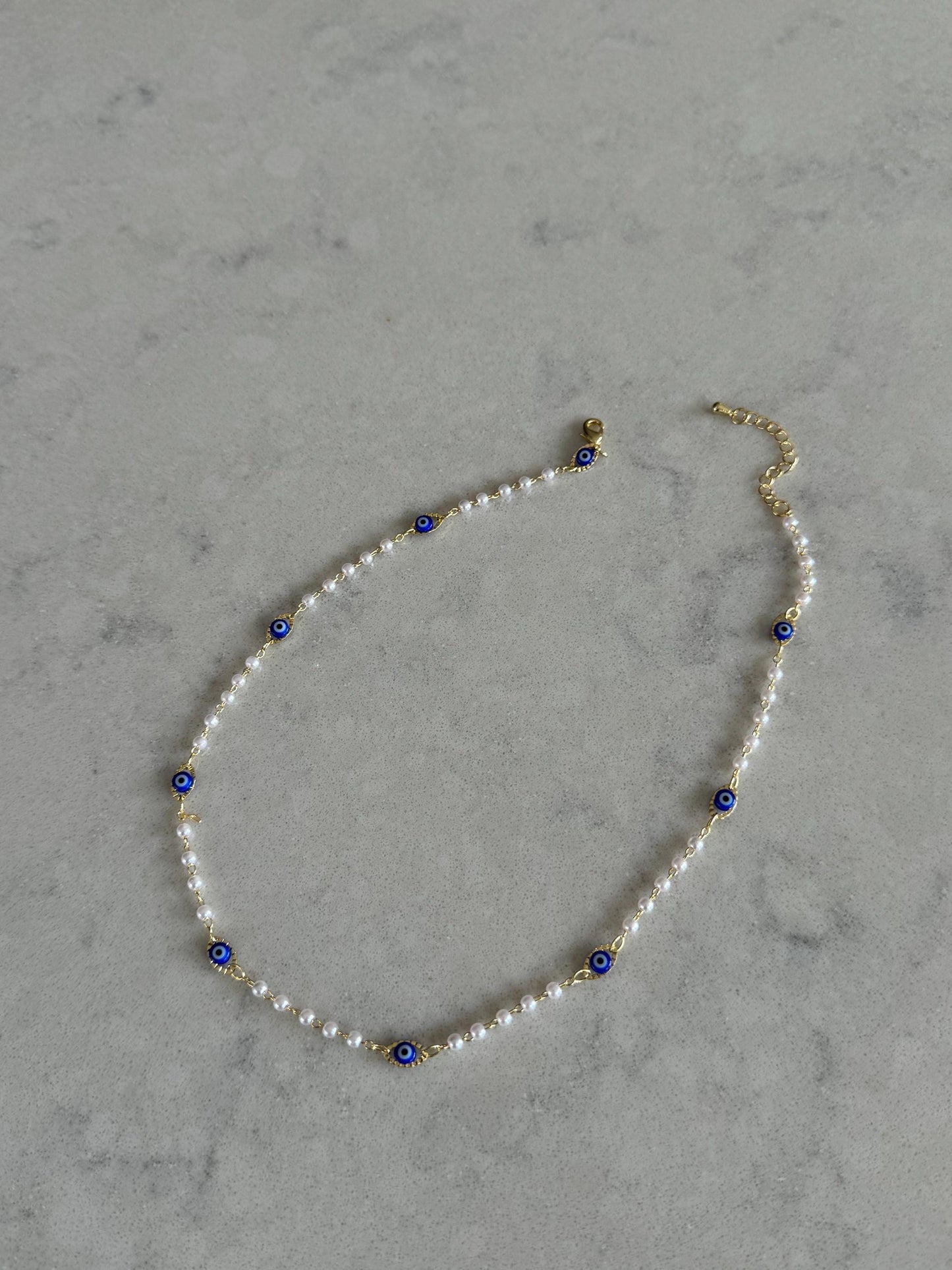 Classy Pearl Evil Eye Necklace