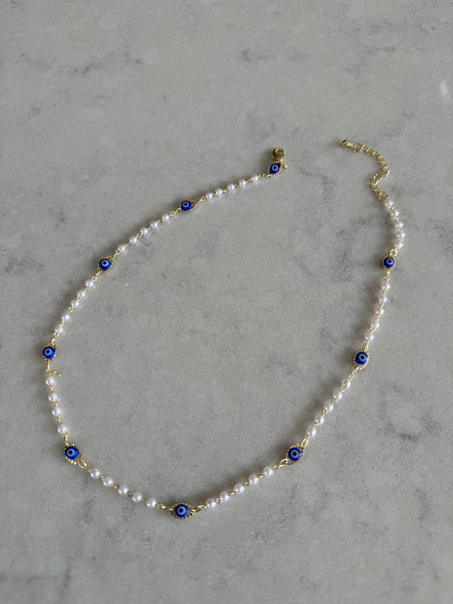Classy Pearl Evil Eye Necklace