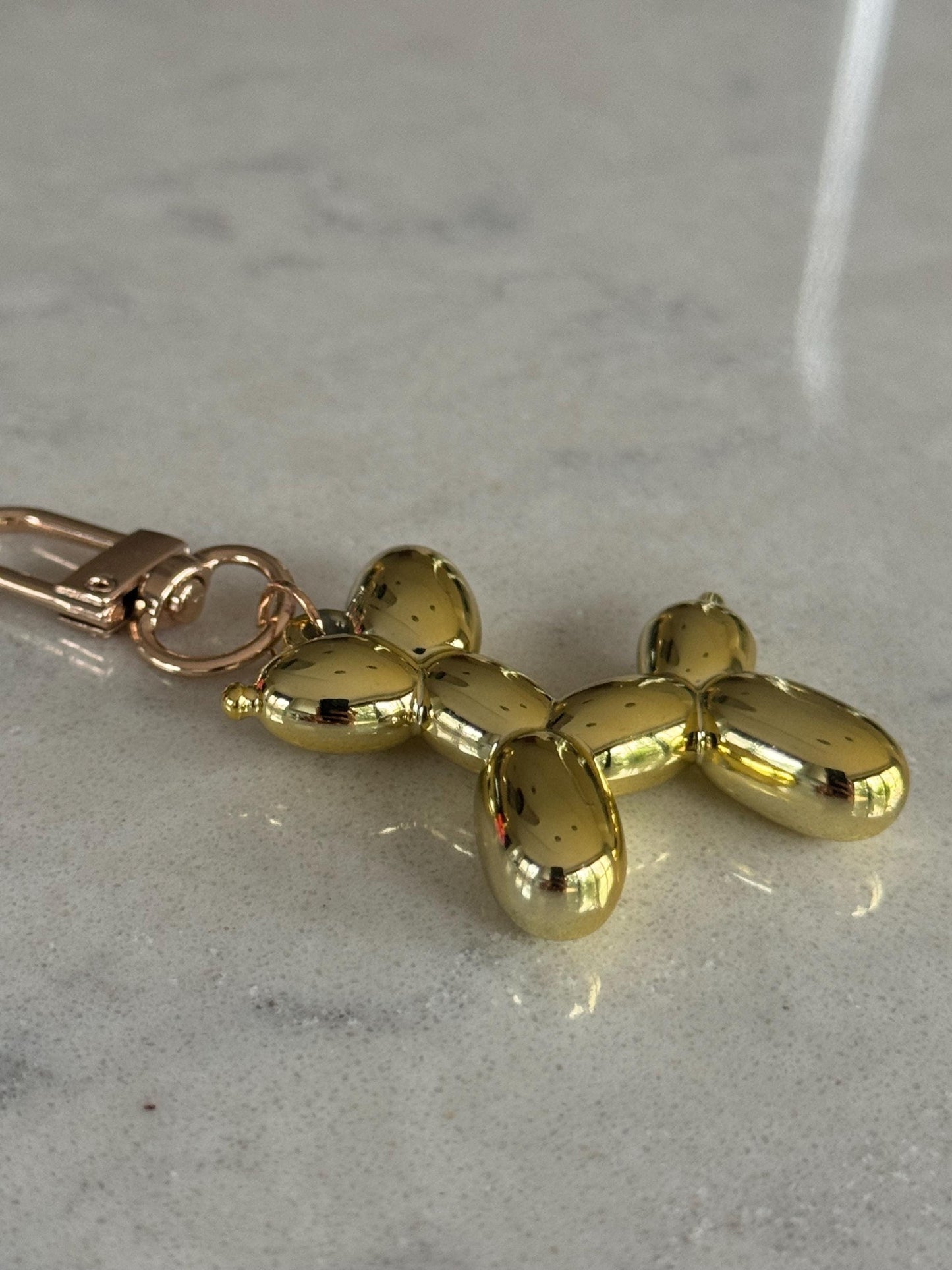 Gold Balloon Dog Keyring/Keychain, Cute Dog Keyring, Gift for a Dog Lover, Dainty Gold Dog Charm, Fun Playful Accessory