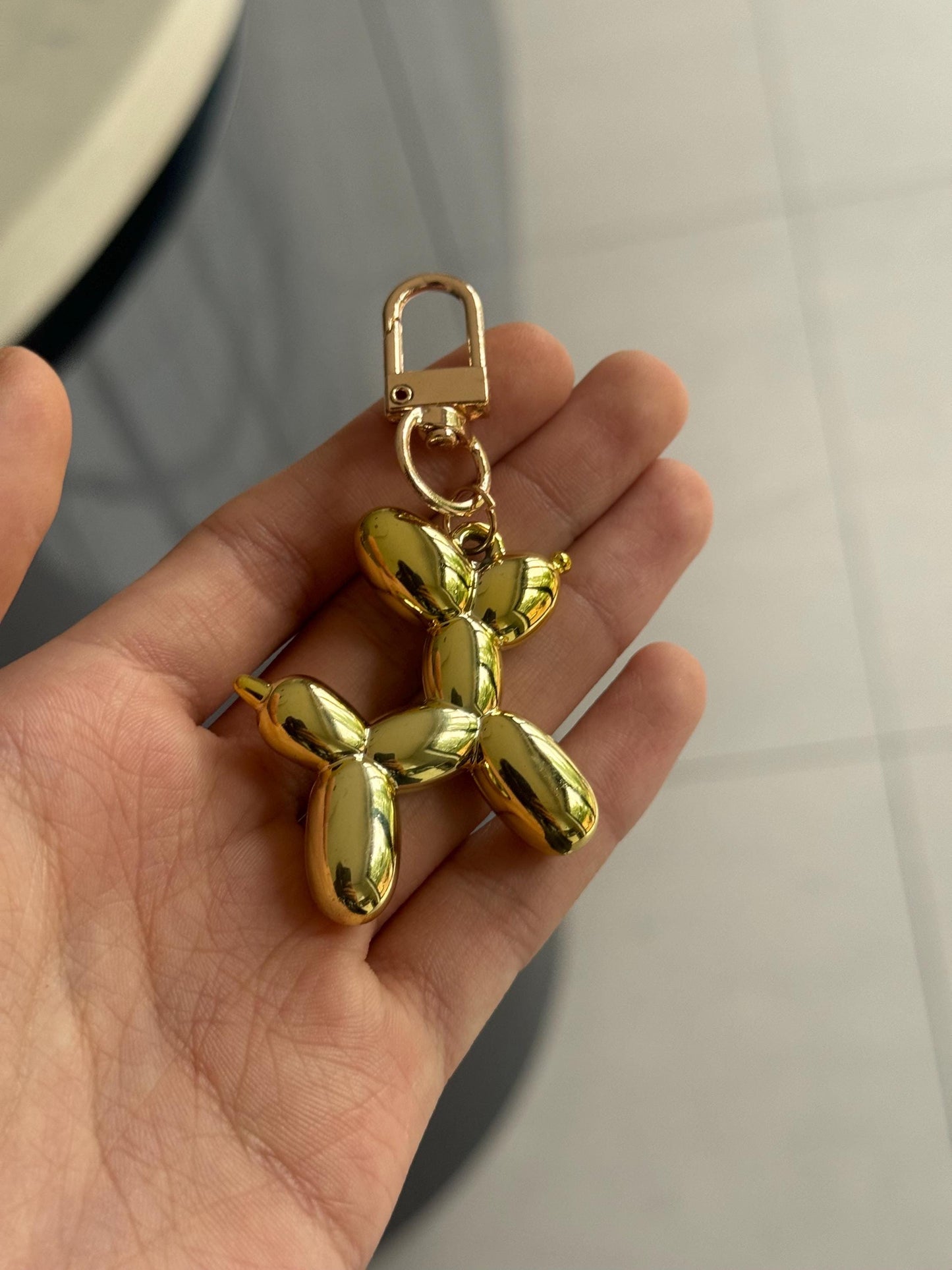 Gold Balloon Dog Keyring/Keychain, Cute Dog Keyring, Gift for a Dog Lover, Dainty Gold Dog Charm, Fun Playful Accessory