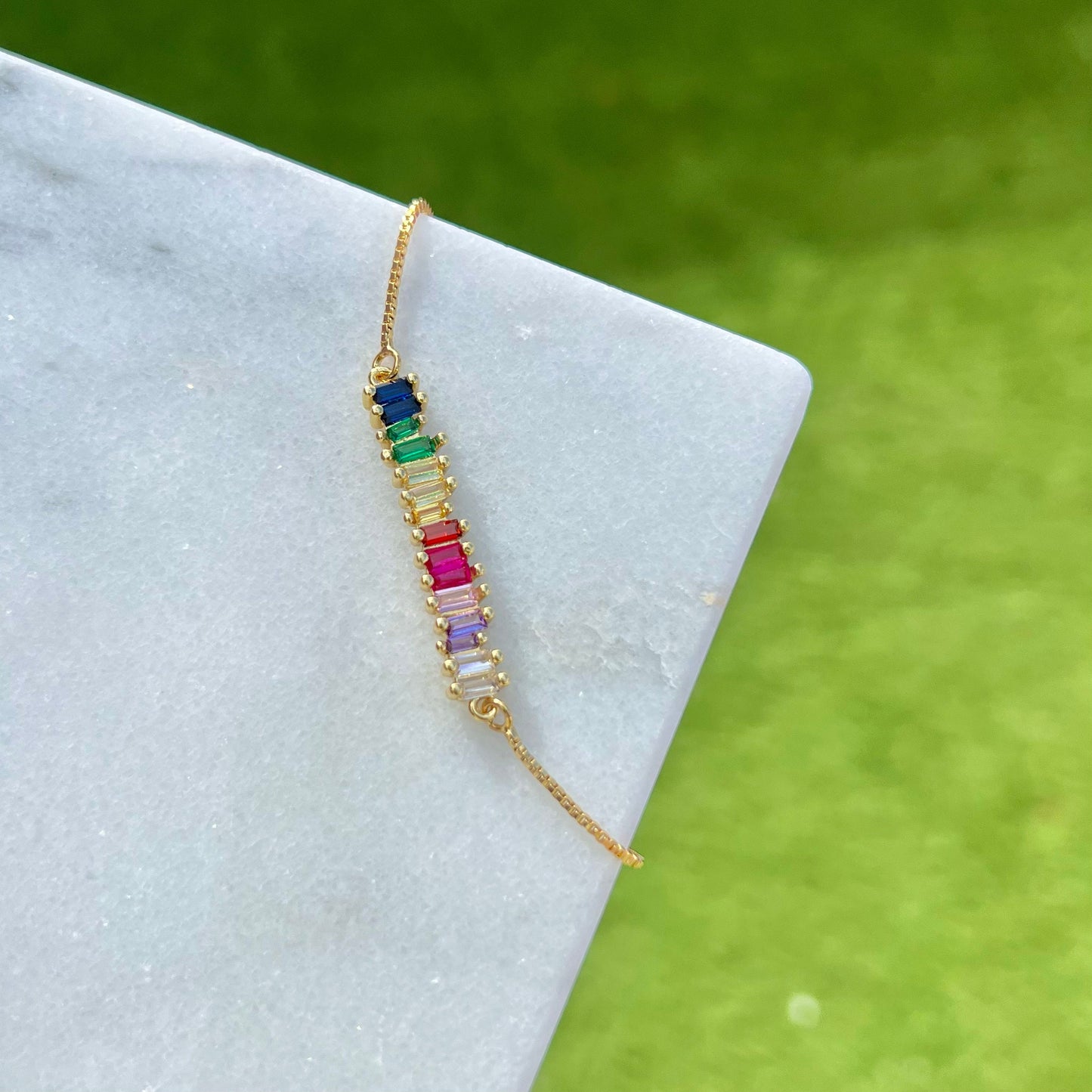 Crystal Rainbow Stack Bracelet, Best Friend Gift, Rainbow Bracelet, Dainty Evil Eye Jewelry, Silver Eye Necklace Gift Woman