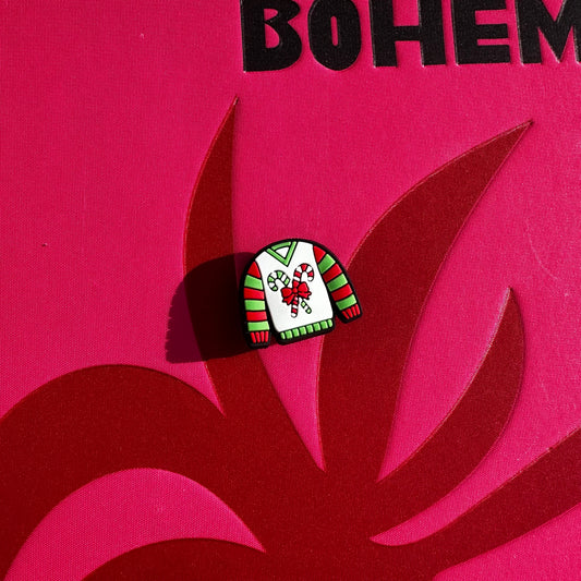 Green Candy Cane Christmas Jumper Croc Charm