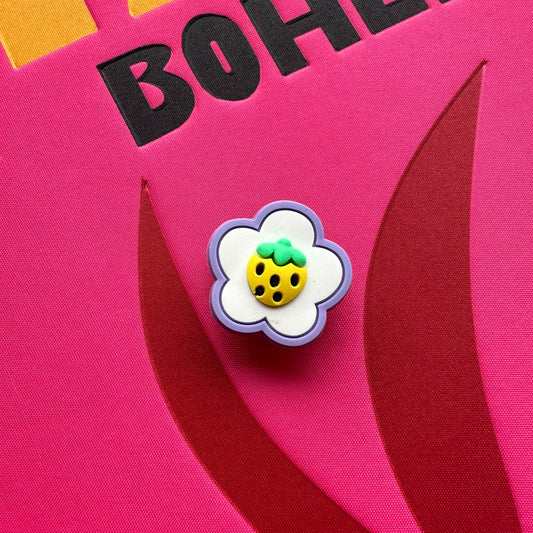 Yellow Strawberry Purple Flower Croc Charm