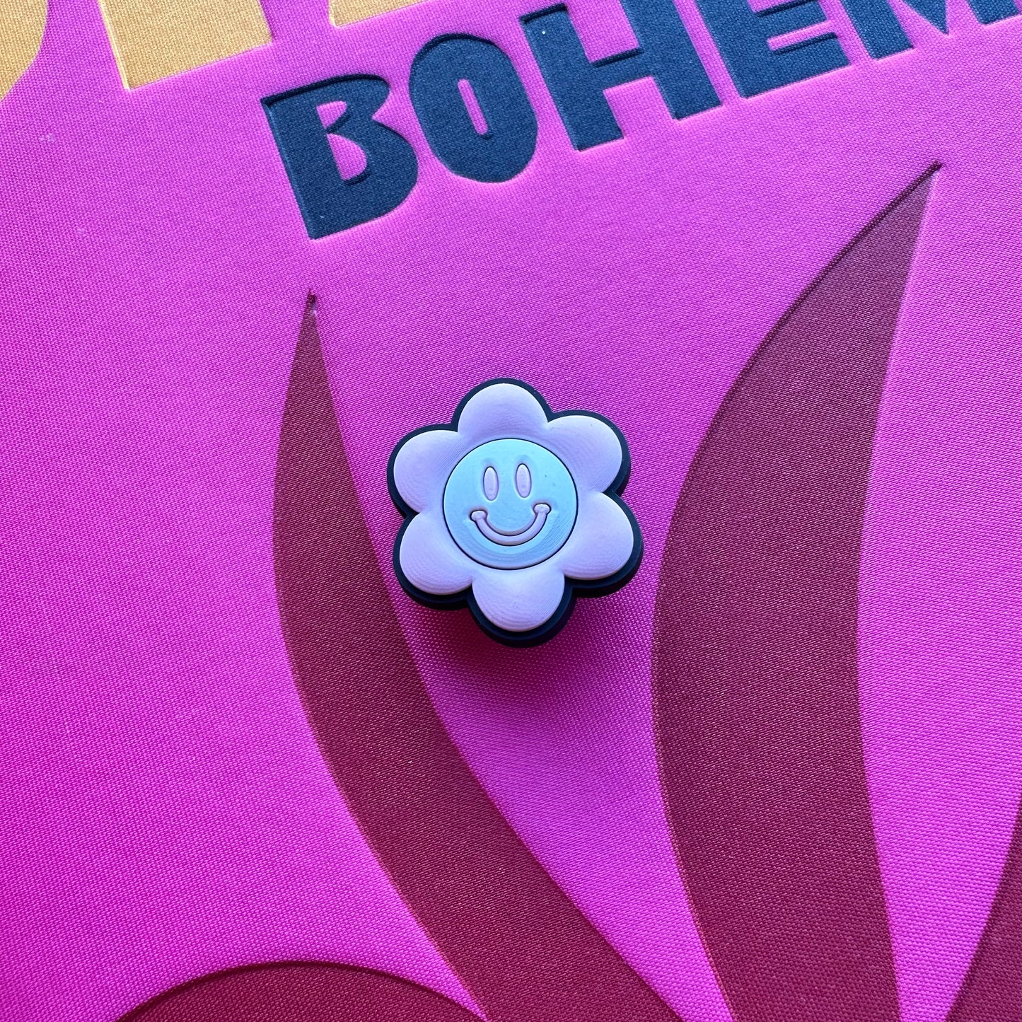 Pink And White Smiley Flower Croc Charm