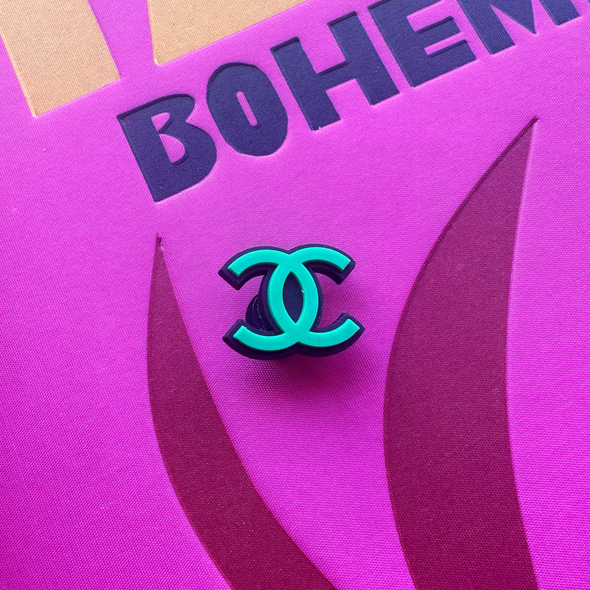 Green Chanel Logo No.2 Croc Charm