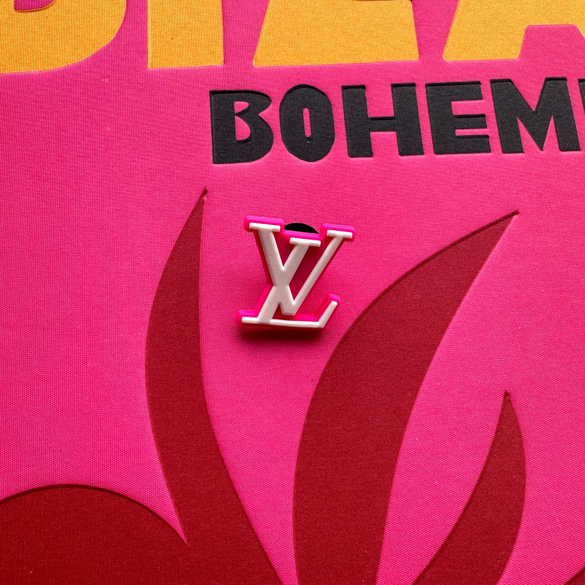 Hot Pink And White Louis Vuitton Logo Croc Charm – inaatelier