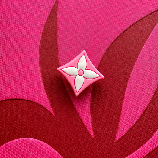 Pink LV Diamond Flower Croc Charm