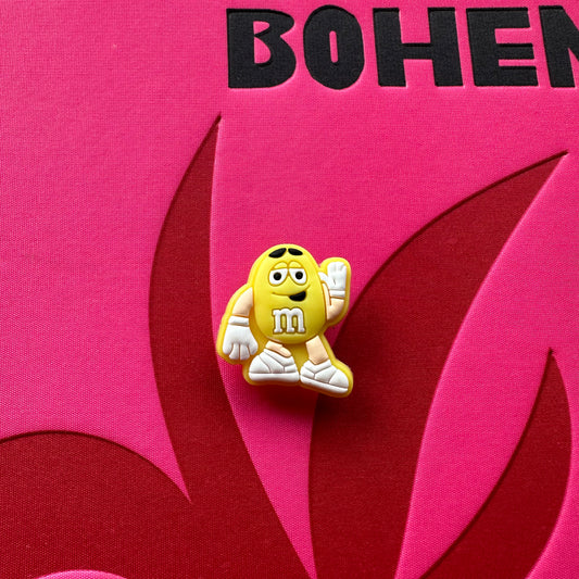 Yellow M&M Character Waving Croc Charm