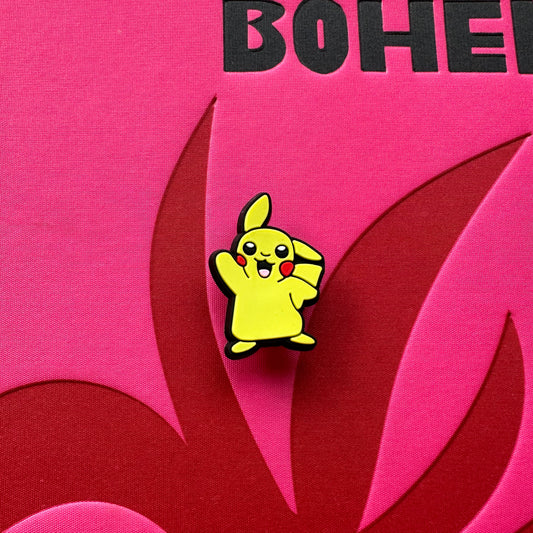 Pikachu Waving Black And Yellow Croc Charm