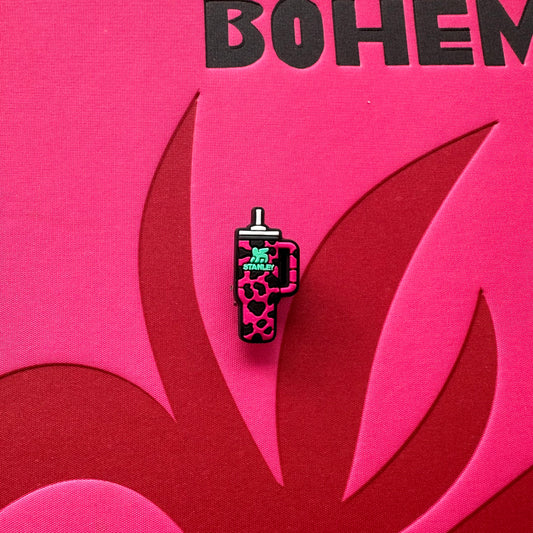 Hot Pink Cowprint Stanley Cup Croc Charm