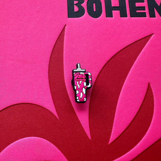 Hot Pink And White Cowprint Stanley Cup Croc Charm