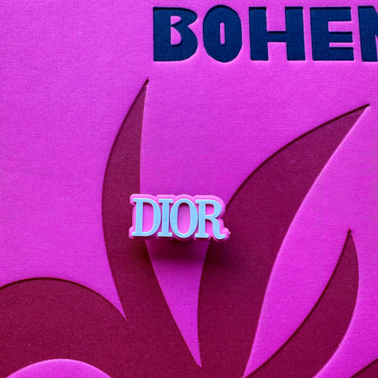 Pink And White Dior Logo Croc Charm