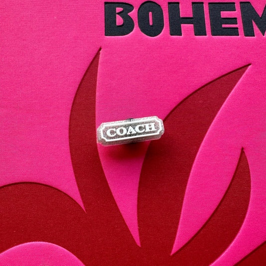 Silver Glitter Coach Logo Croc Charm