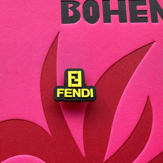 Yellow Fendi Logo Croc Charm