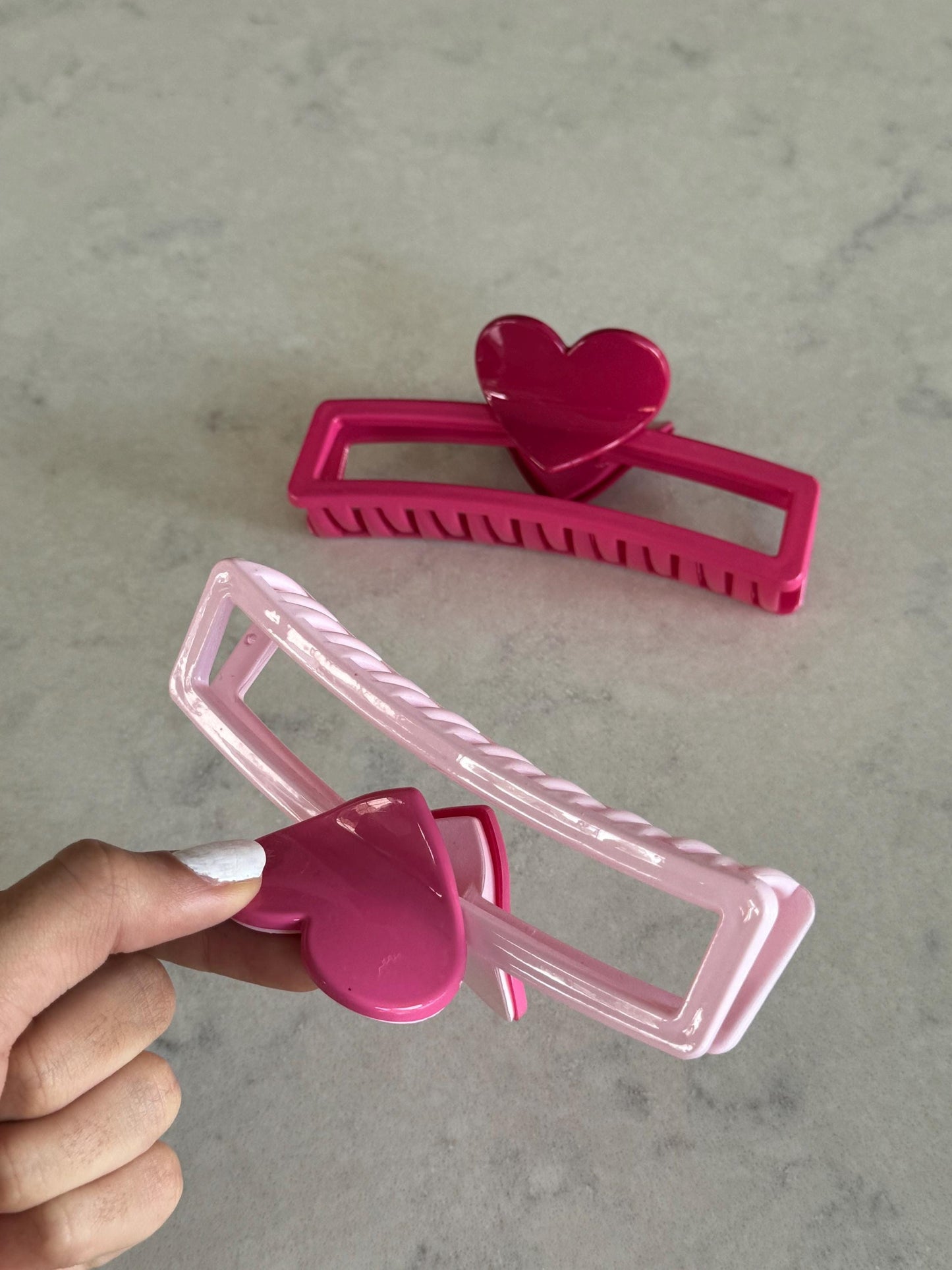 Love Heart Handle Claw Hair Clips