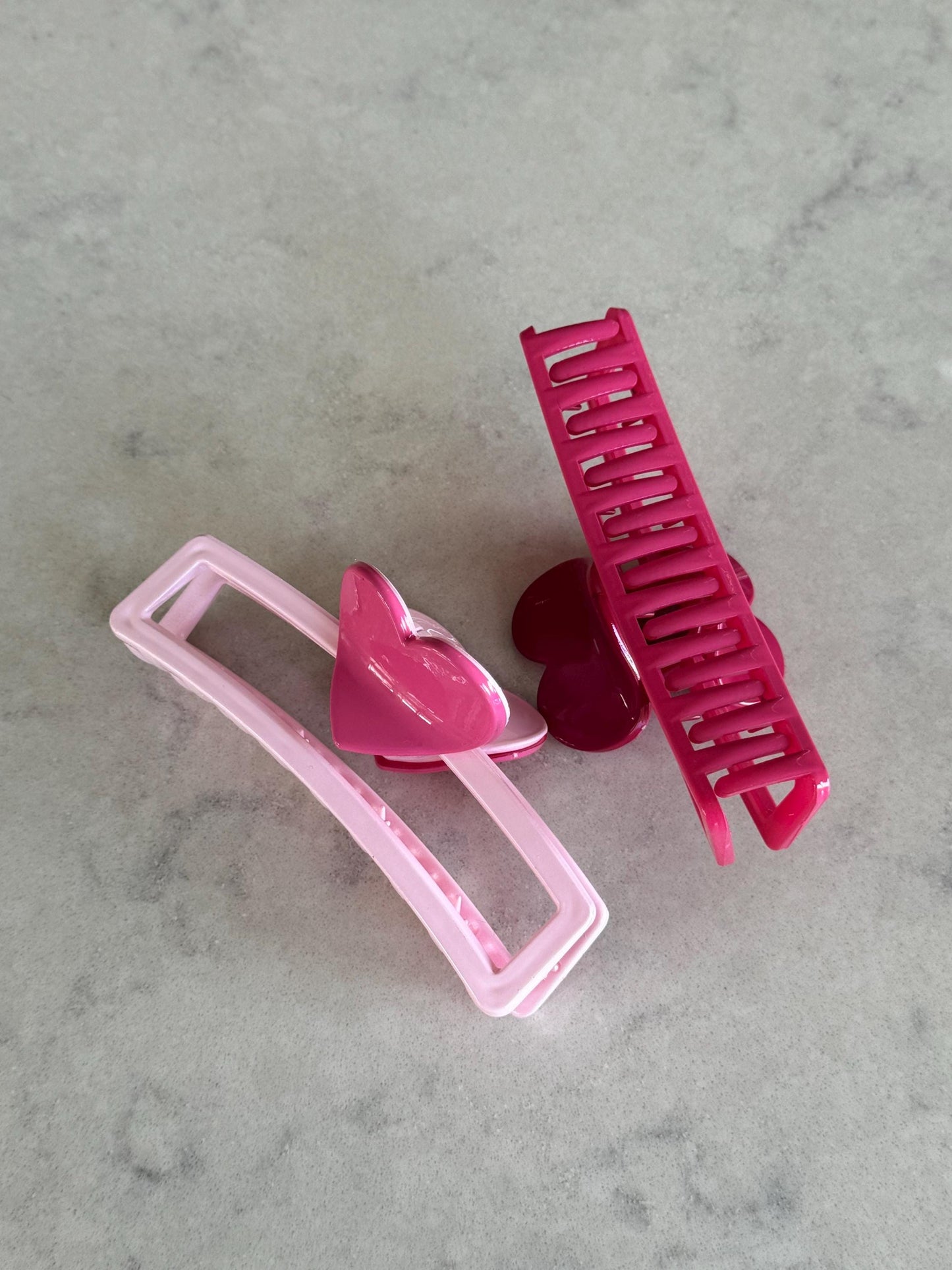 Love Heart Handle Claw Hair Clips