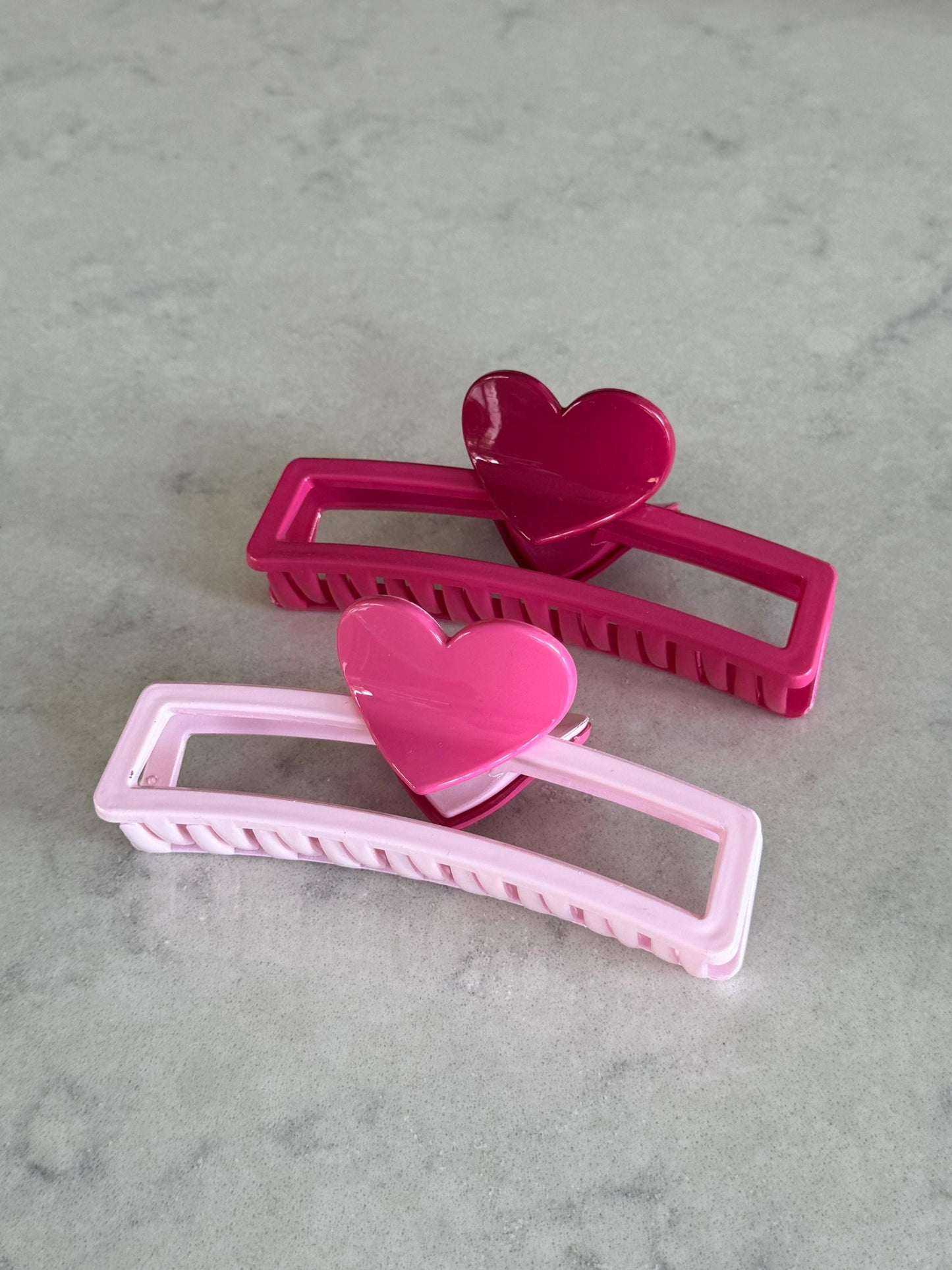 Love Heart Handle Claw Hair Clips